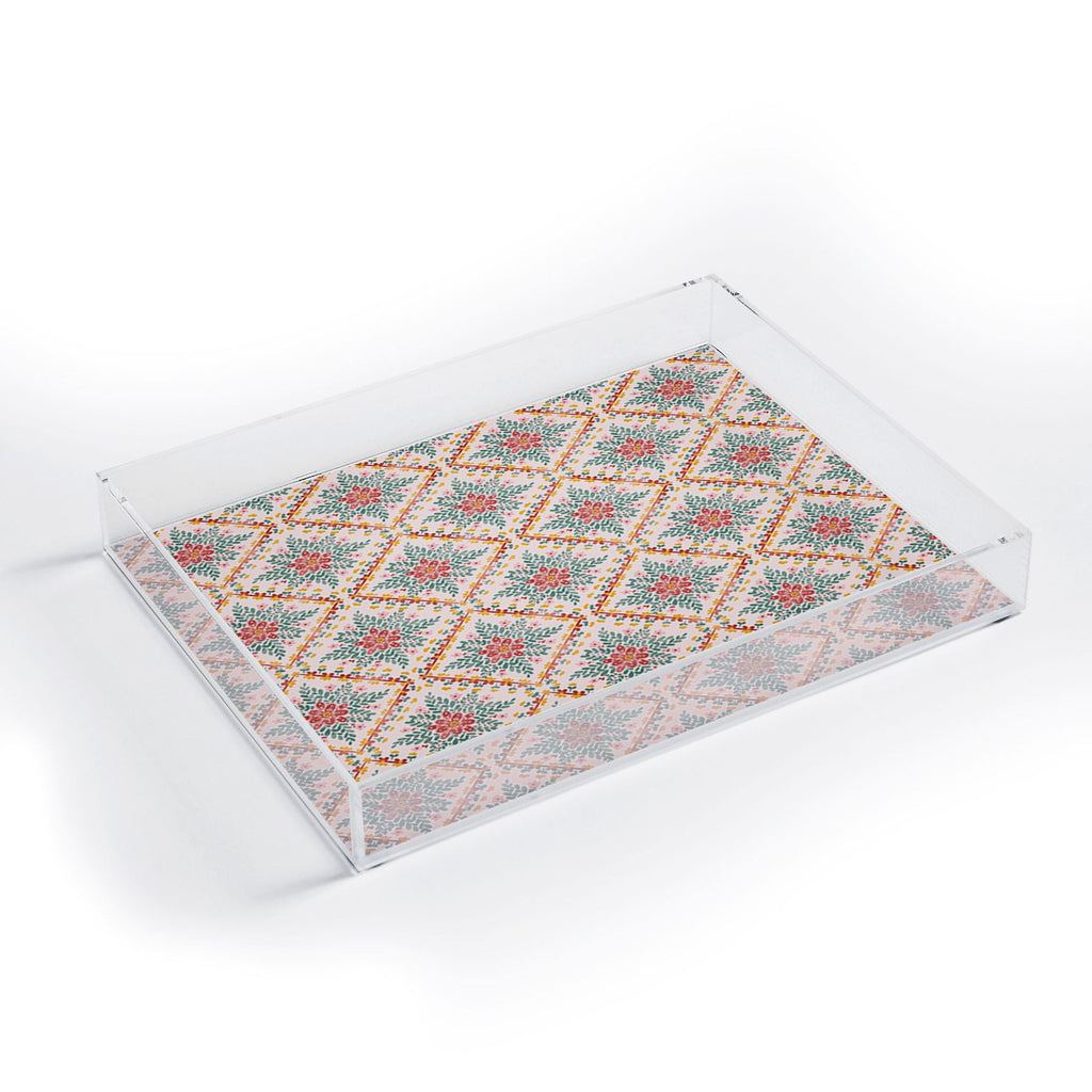 Marta Barragan Camarasa Chic Floral Geometry Acrylic Tray
