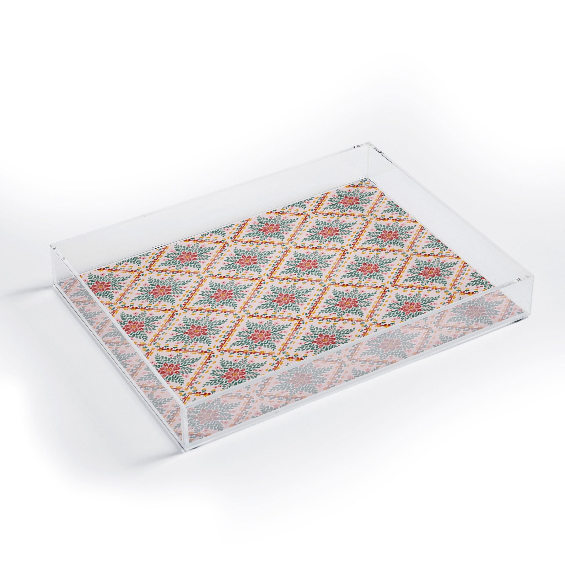 Marta Barragan Camarasa Chic Floral Geometry Acrylic Tray