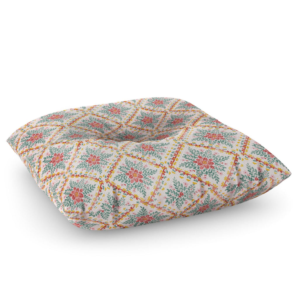 Marta Barragan Camarasa Chic Floral Geometry Floor Pillow Square