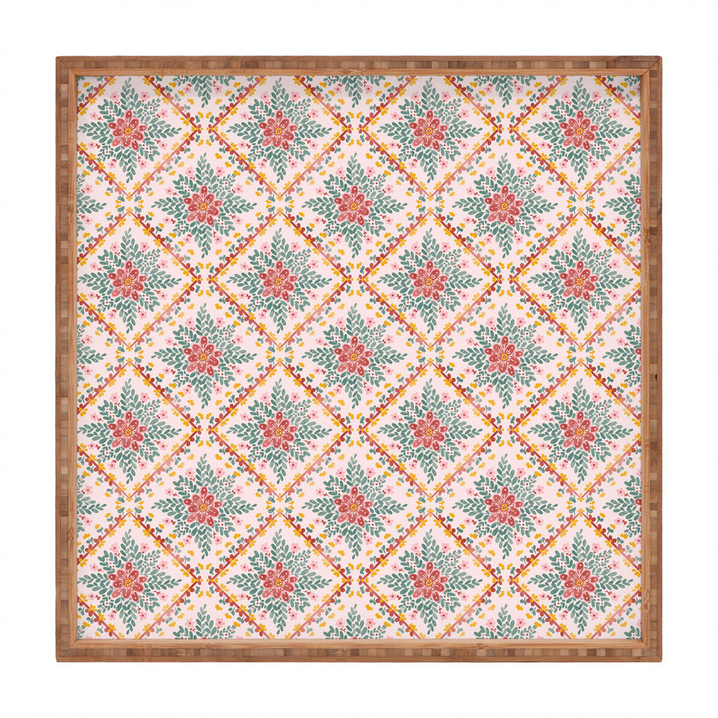 Marta Barragan Camarasa Chic Floral Geometry Square Tray