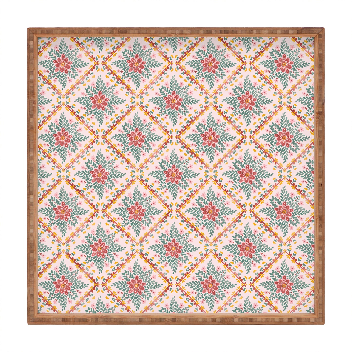Marta Barragan Camarasa Chic Floral Geometry Square Tray