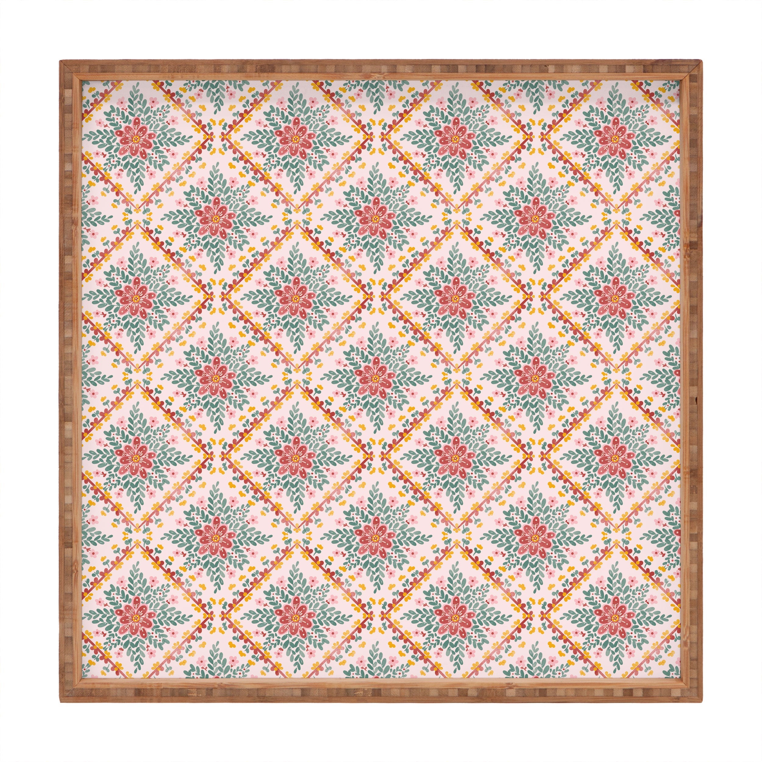 Marta Barragan Camarasa Chic Floral Geometry Square Tray