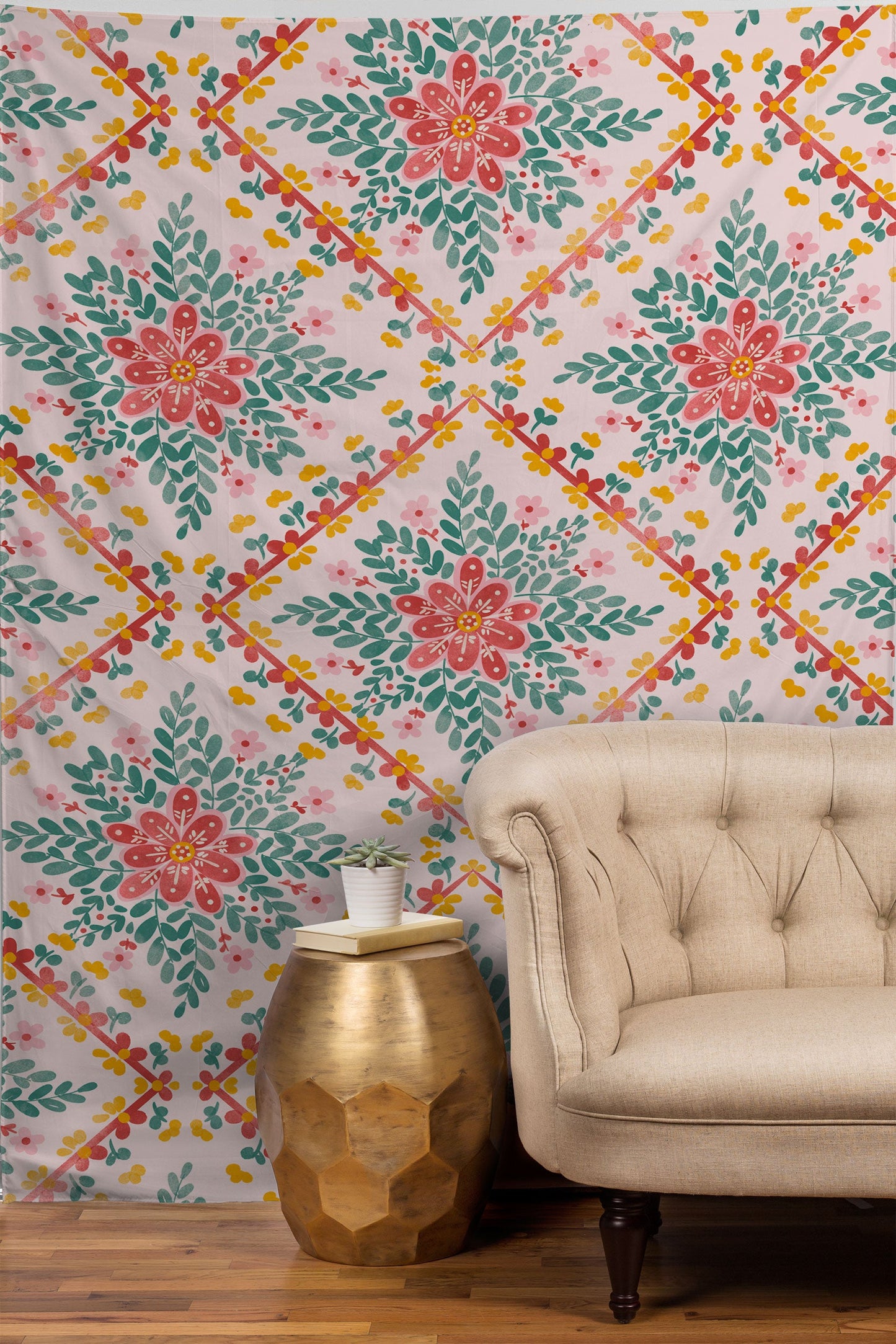 Marta Barragan Camarasa Chic Floral Geometry Tapestry