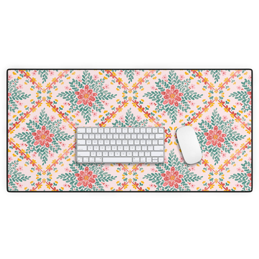 Marta Barragan Camarasa Chic Floral Geometry Desk Mat
