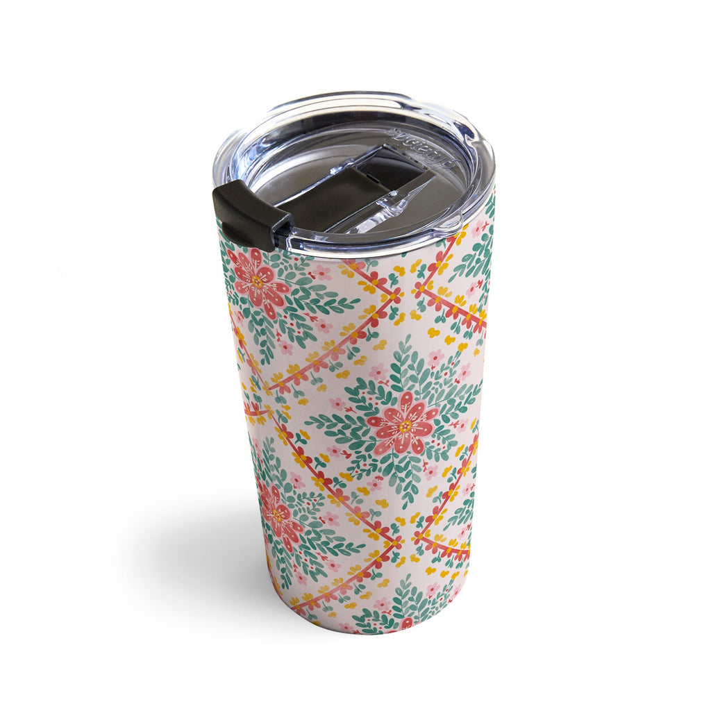 Marta Barragan Camarasa Chic Floral Geometry Travel Mug