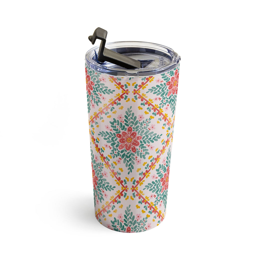 Marta Barragan Camarasa Chic Floral Geometry Travel Mug