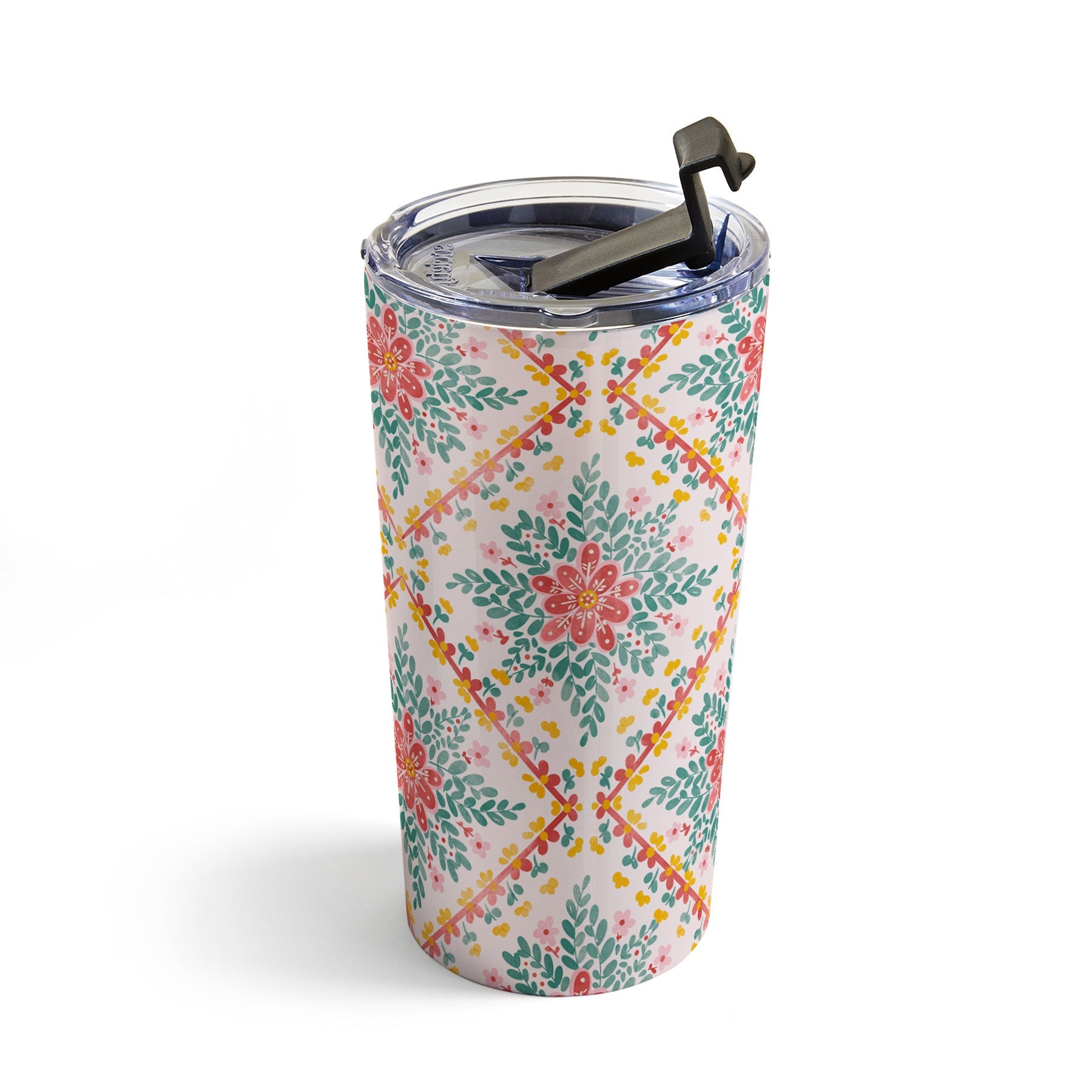 Marta Barragan Camarasa Chic Floral Geometry Travel Mug