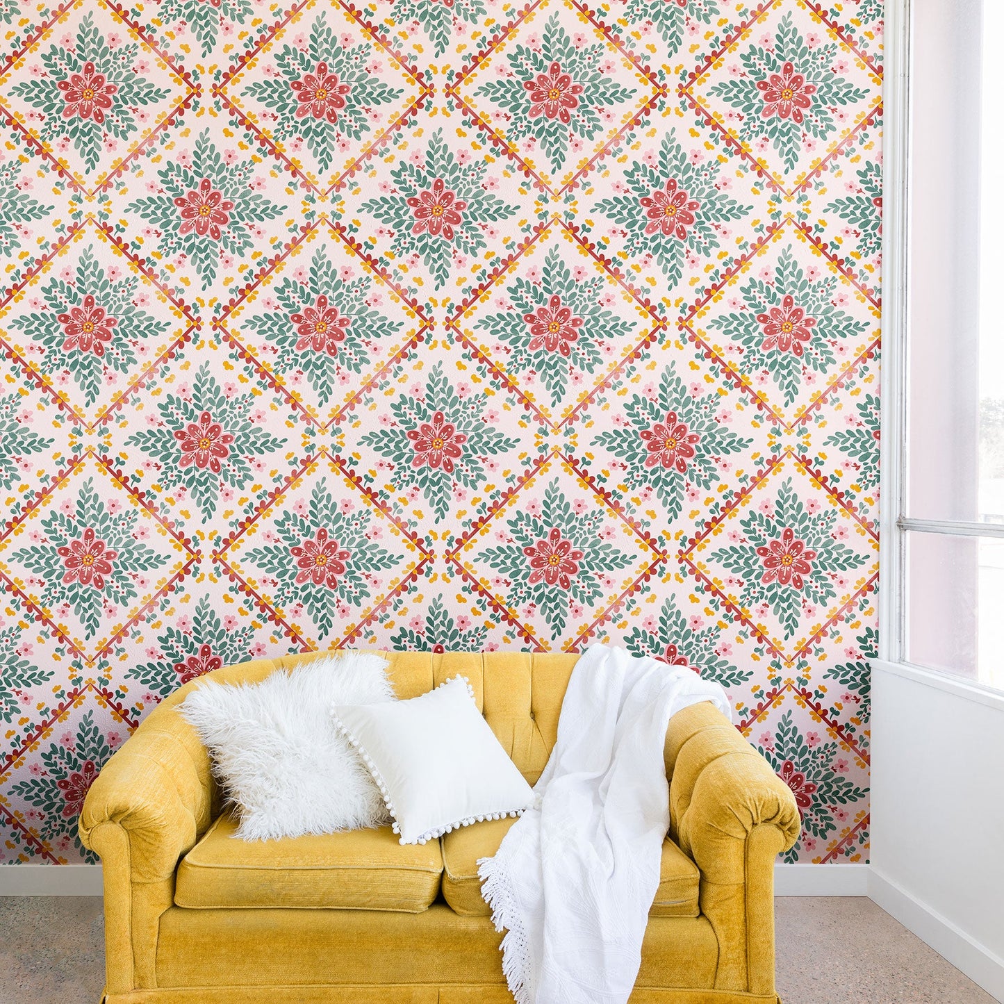 Marta Barragan Camarasa Chic Floral Geometry Wall Mural