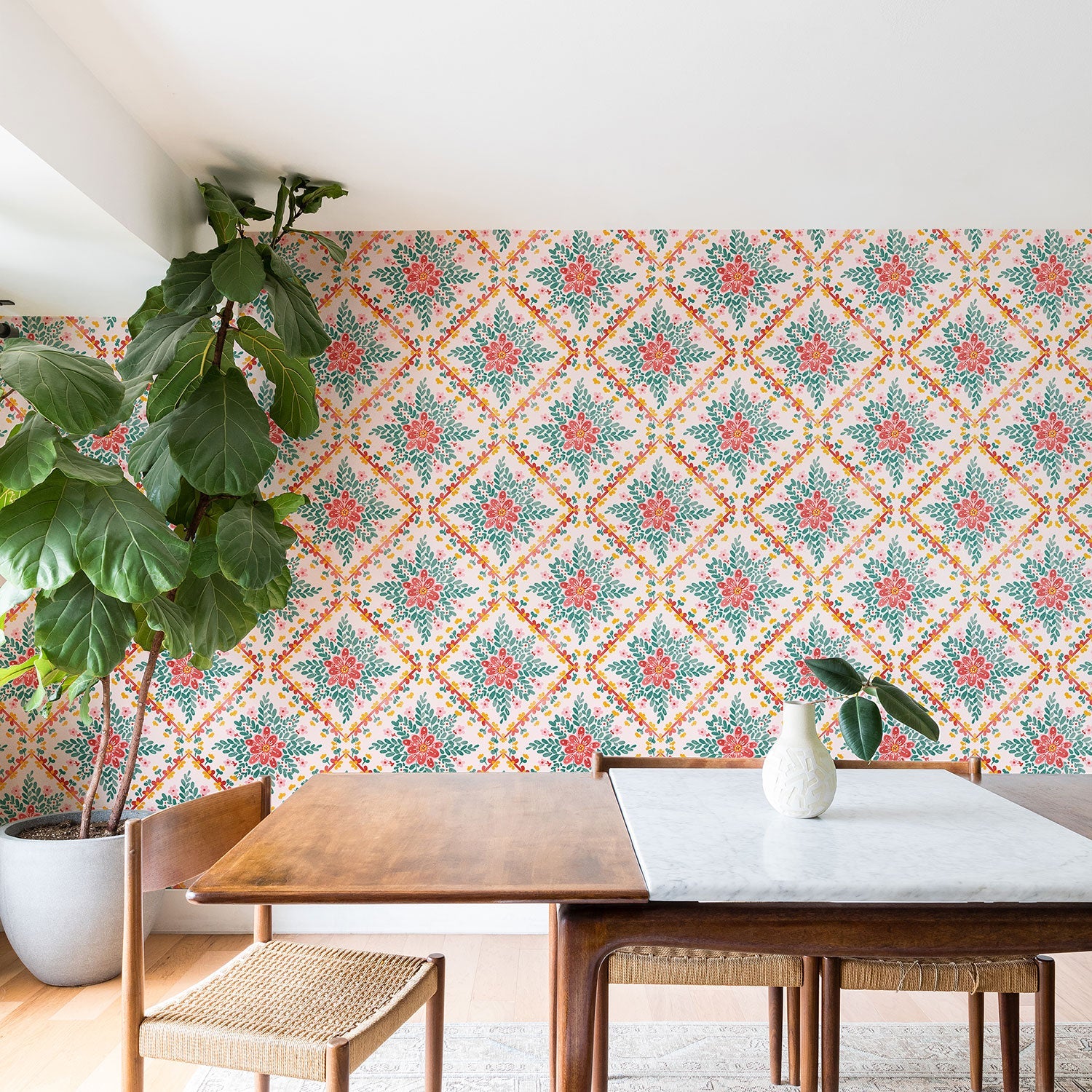 Marta Barragan Camarasa Chic Floral Geometry Wallpaper
