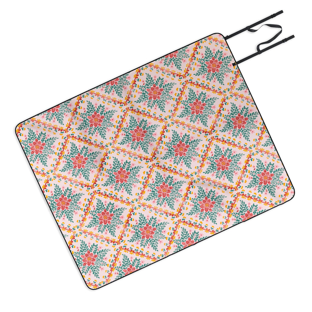 Marta Barragan Camarasa Chic Floral Geometry Picnic Blanket