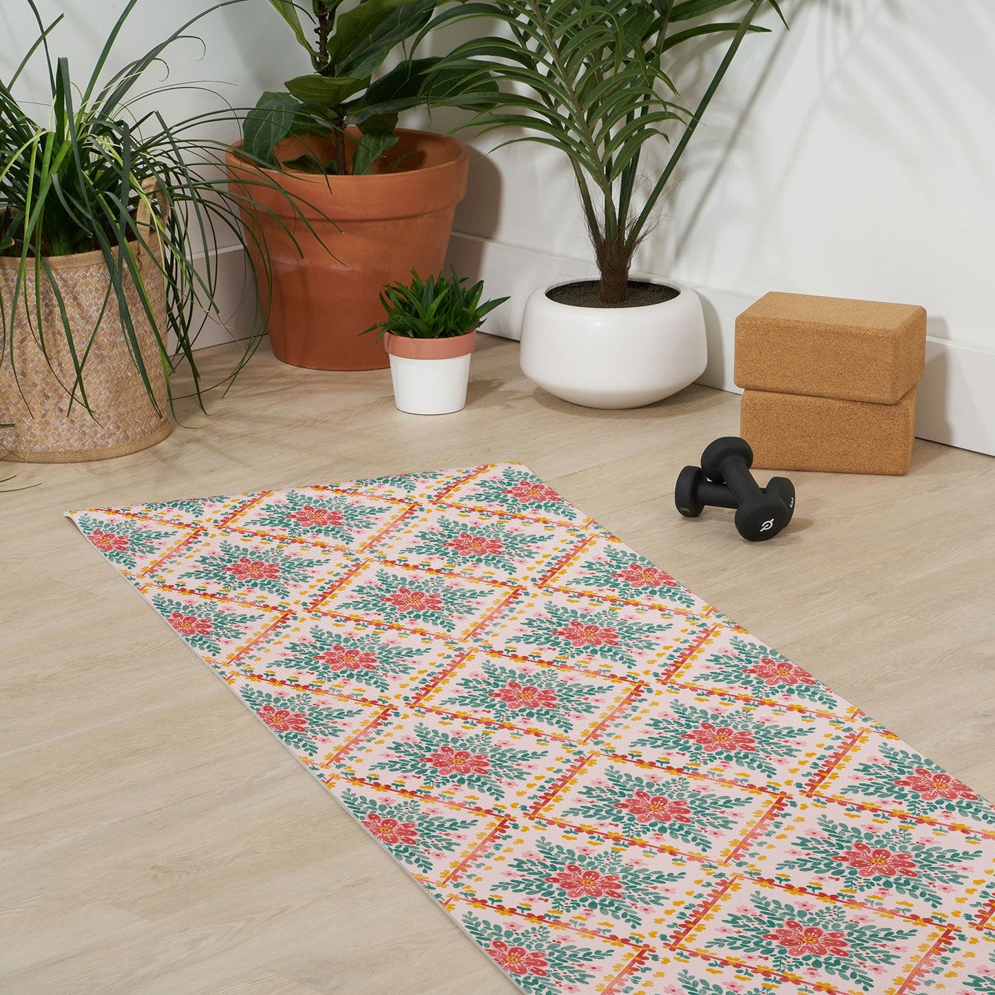 Marta Barragan Camarasa Chic Floral Geometry Yoga Mat