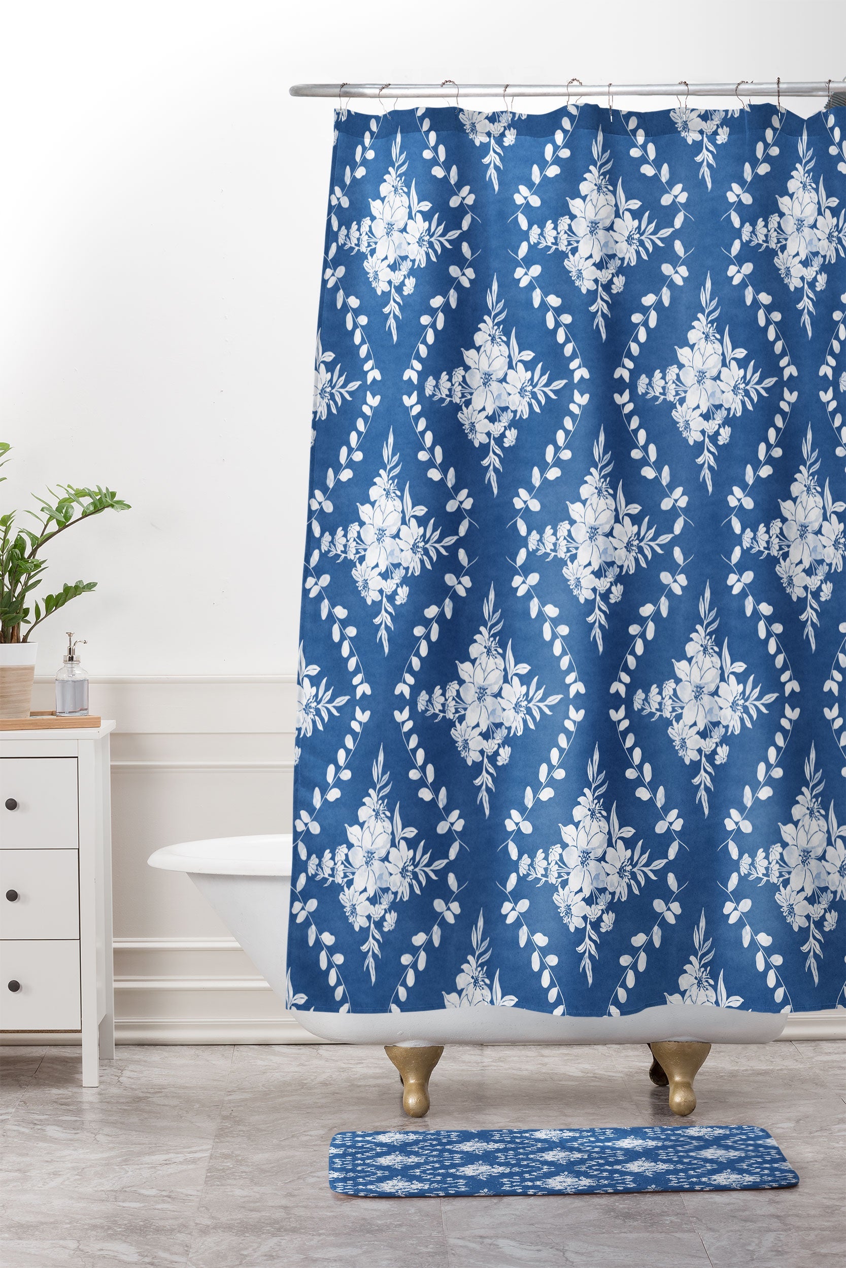 Marta Barragan Camarasa Chic Garden Whisper Shower Curtain And Mat