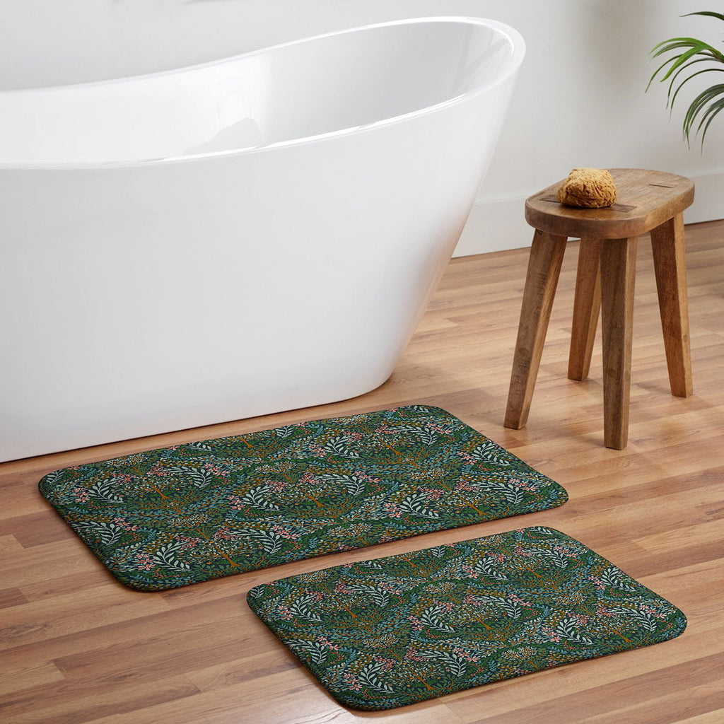 Marta Barragan Camarasa Enchanted Woodland Oasis Memory Foam Bath Mat