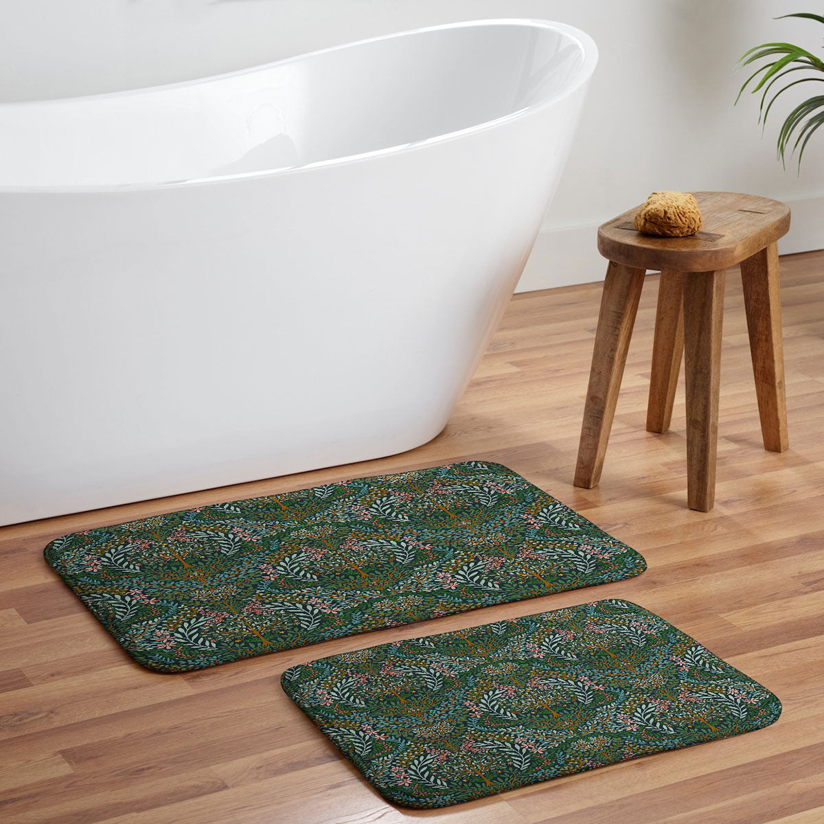 Marta Barragan Camarasa Enchanted Woodland Oasis Memory Foam Bath Mat