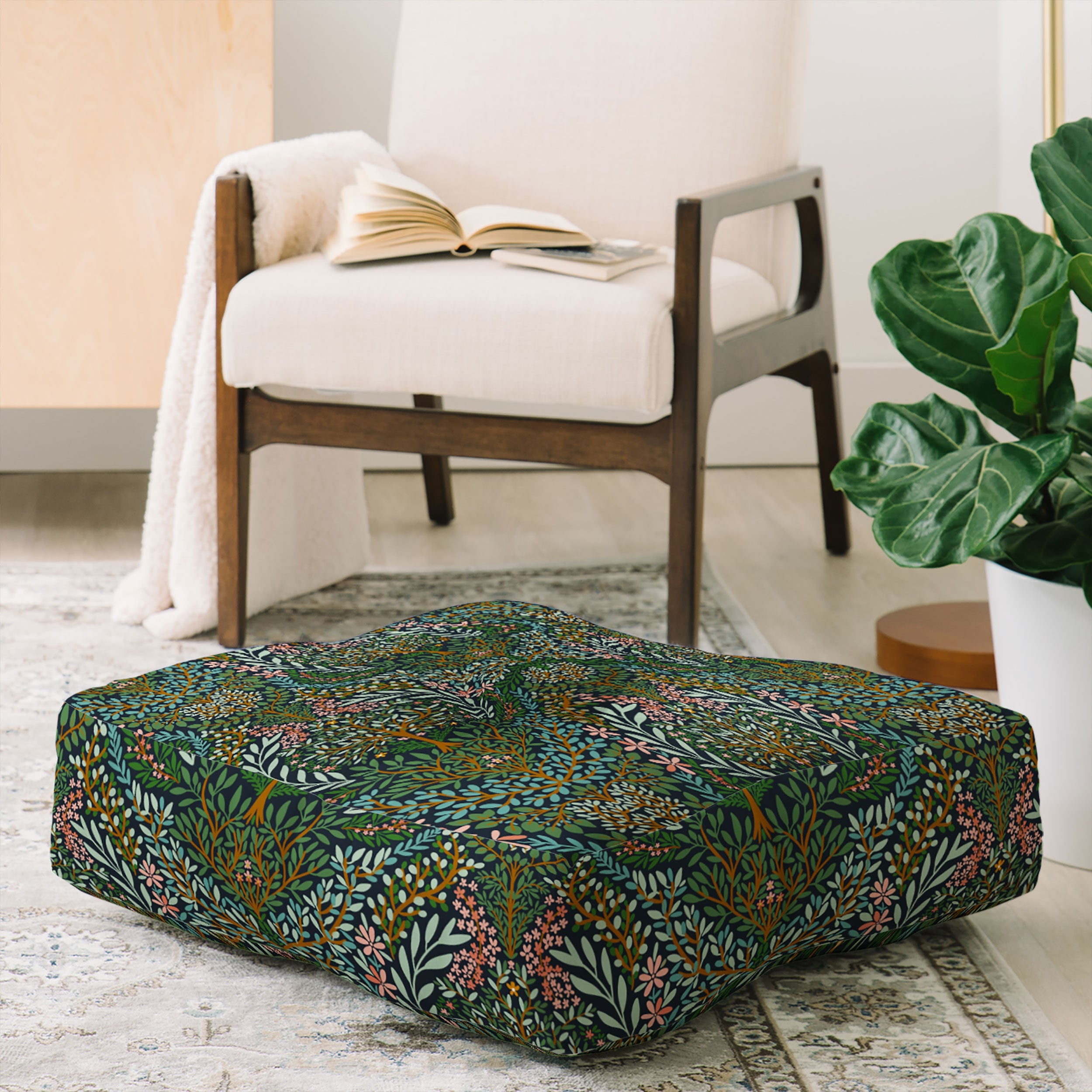 Marta Barragan Camarasa Enchanted Woodland Oasis Floor Pillow Square