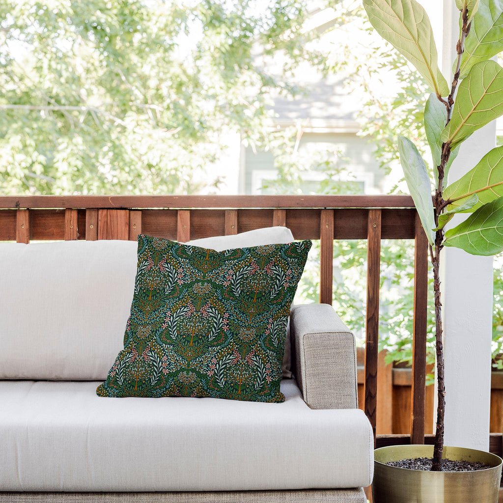 Marta Barragan Camarasa Enchanted Woodland Oasis Outdoor Throw Pillow