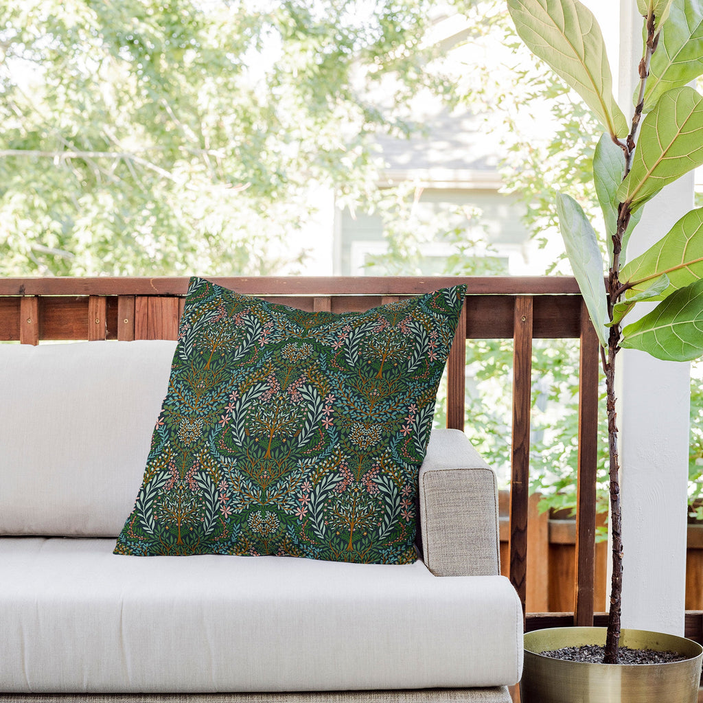Marta Barragan Camarasa Enchanted Woodland Oasis Outdoor Throw Pillow