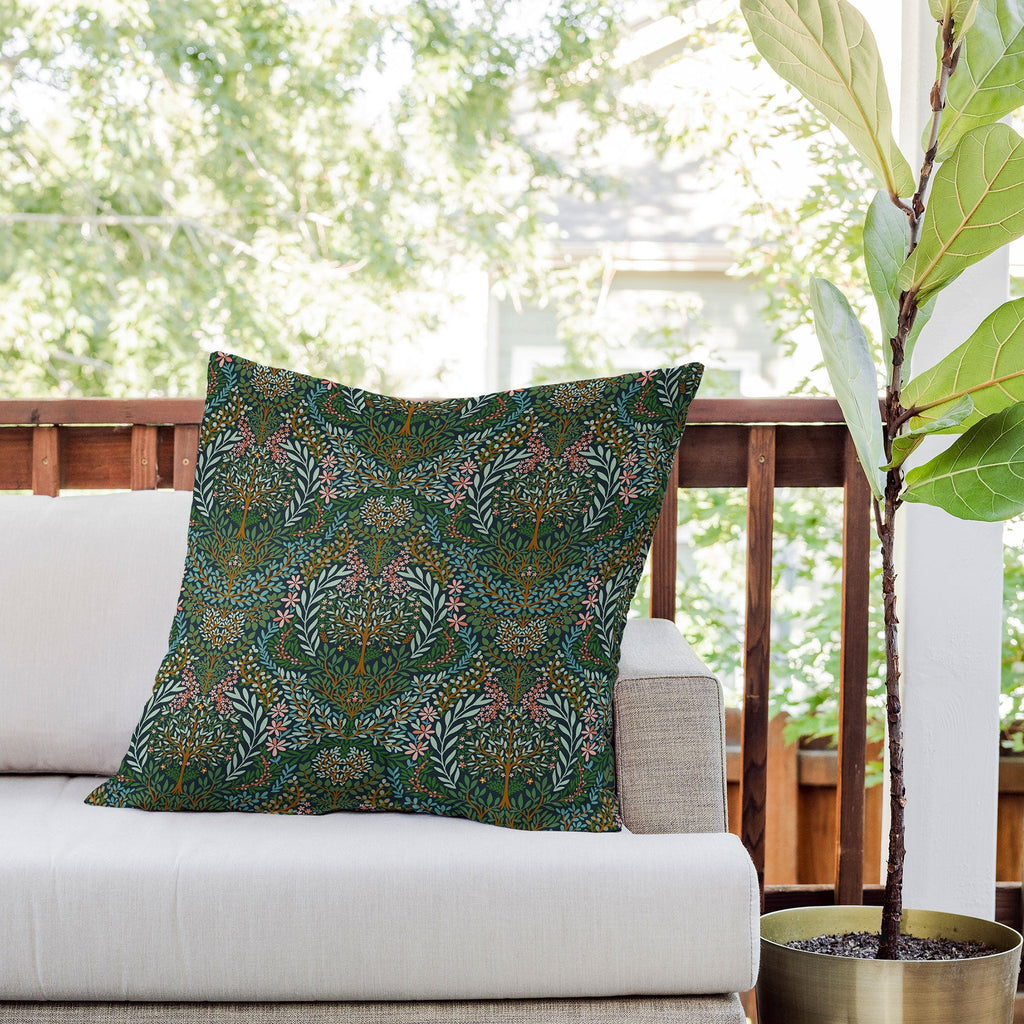 Marta Barragan Camarasa Enchanted Woodland Oasis Outdoor Throw Pillow