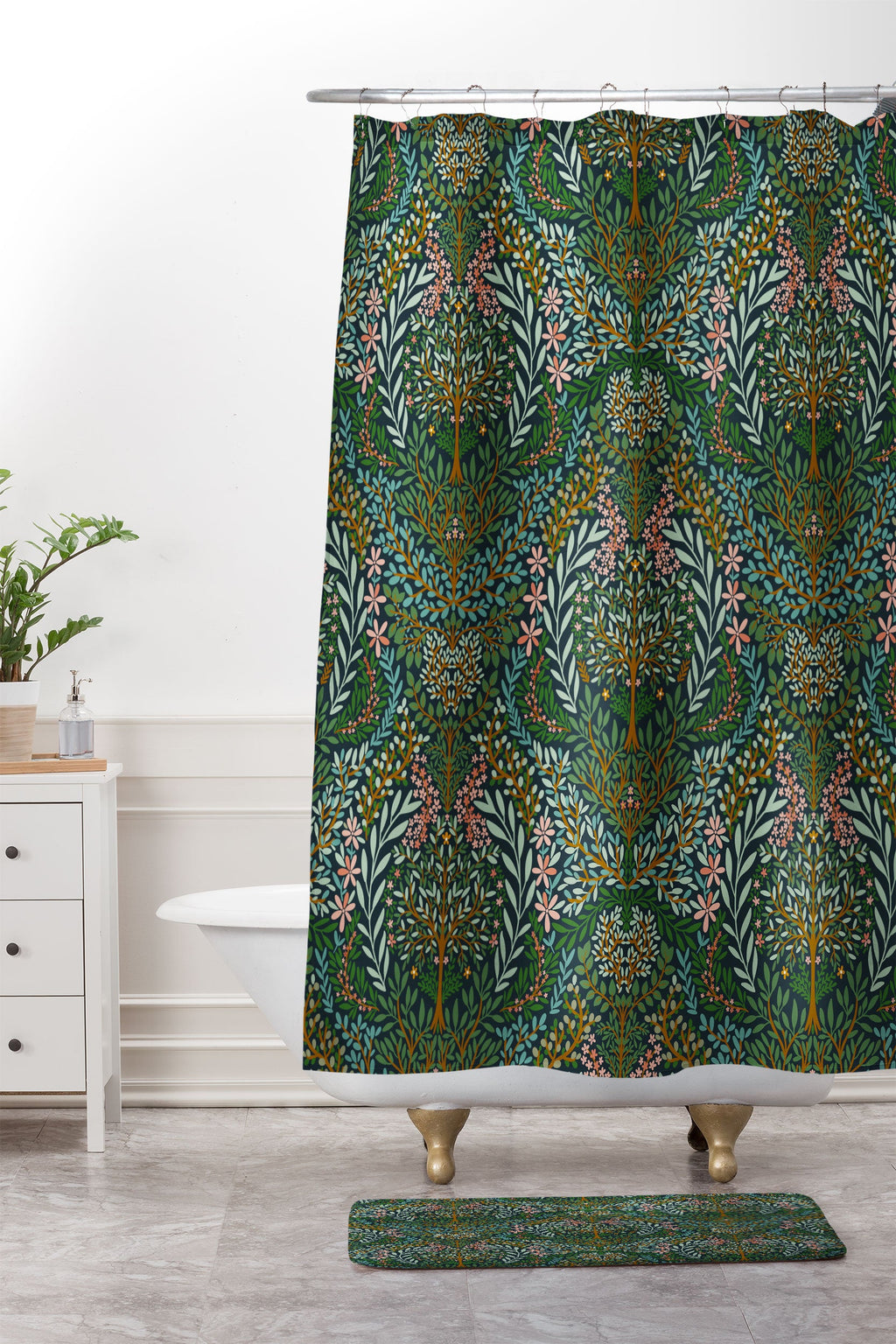 Marta Barragan Camarasa Enchanted Woodland Oasis Memory Foam Bath Mat
