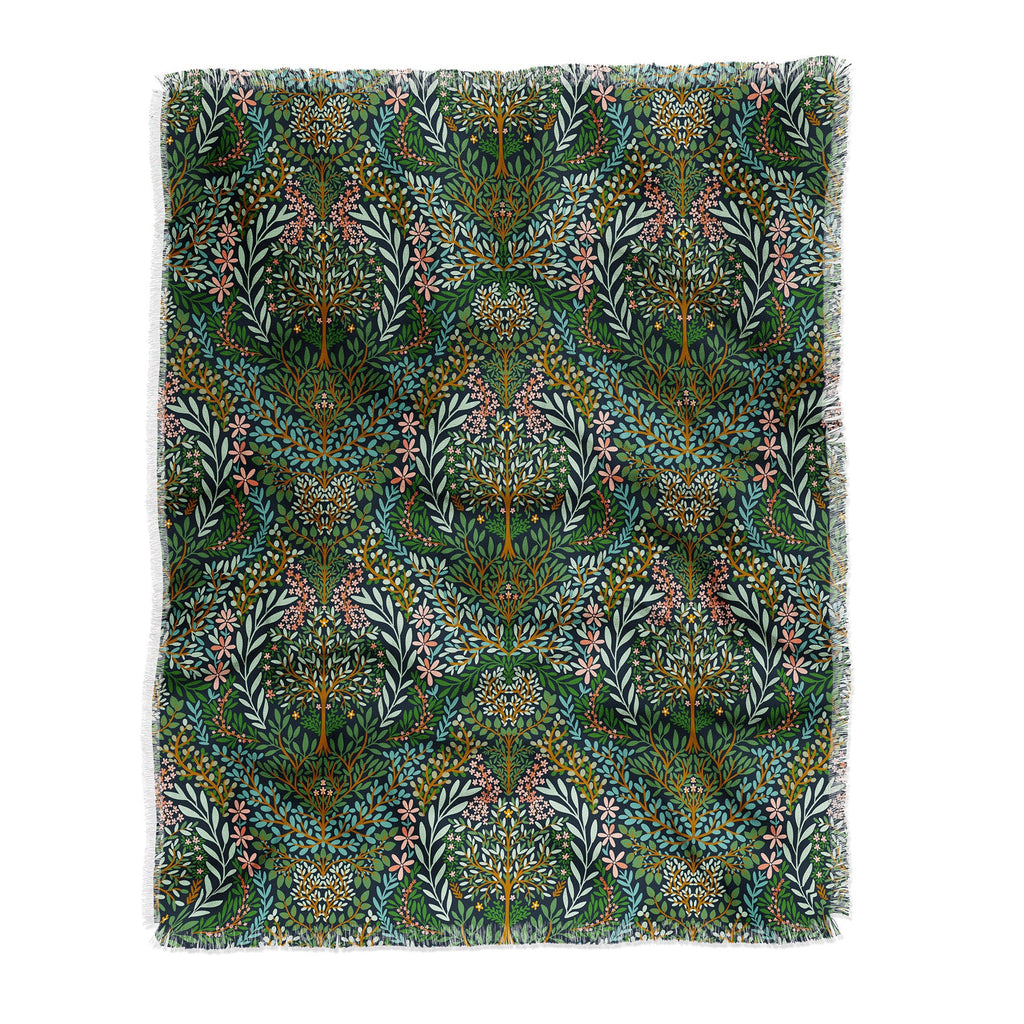 Marta Barragan Camarasa Enchanted Woodland Oasis Throw Blanket