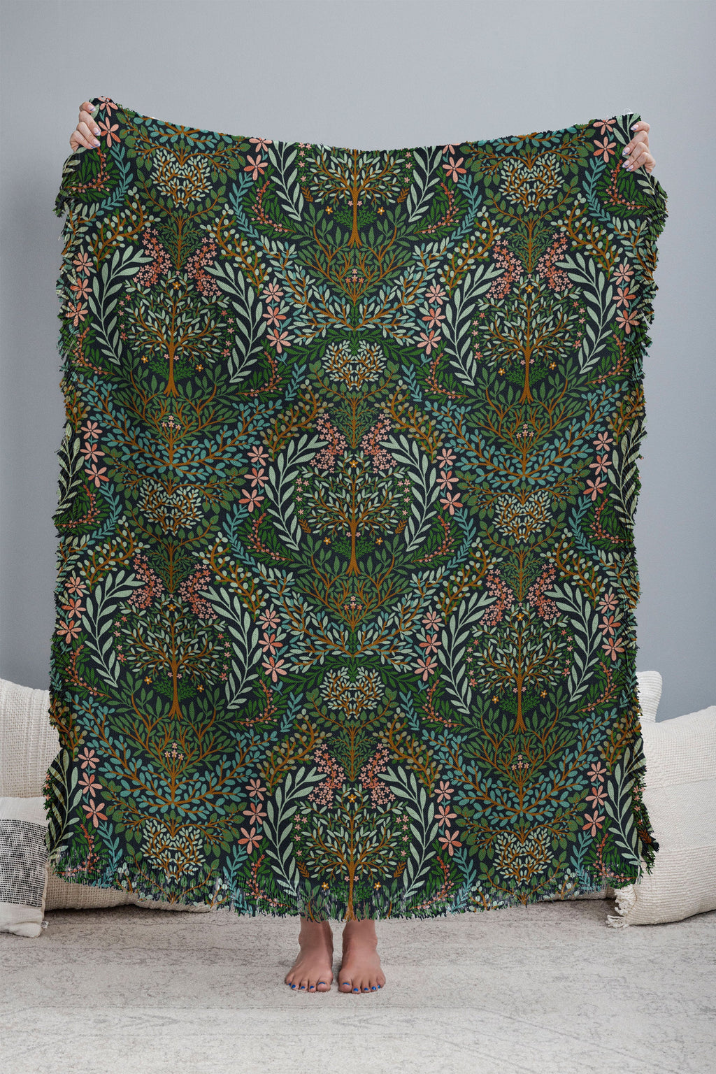 Marta Barragan Camarasa Enchanted Woodland Oasis Throw Blanket