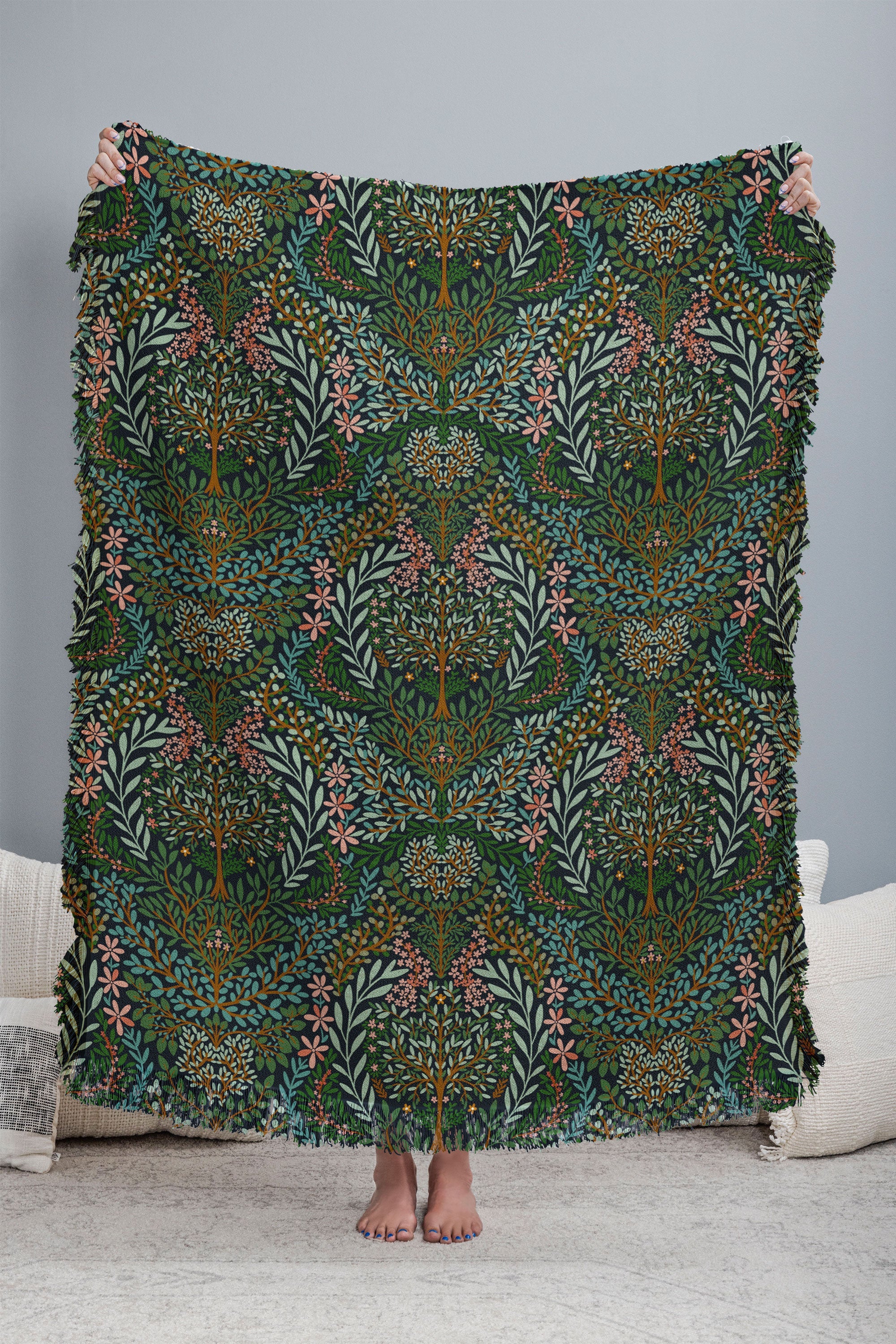 Marta Barragan Camarasa Enchanted Woodland Oasis Throw Blanket