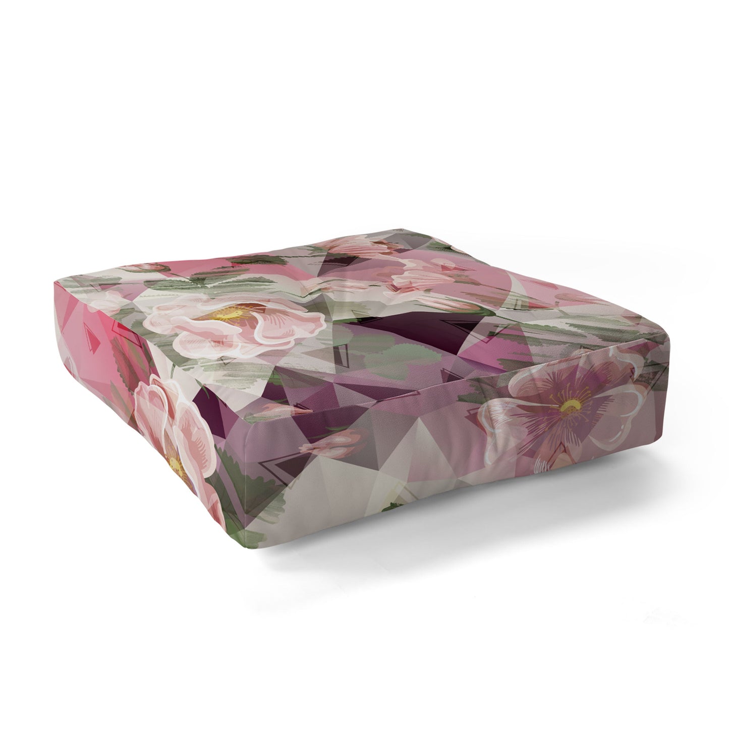 Marta Barragan Camarasa Geometric shapes and flowers Floor Pillow Square