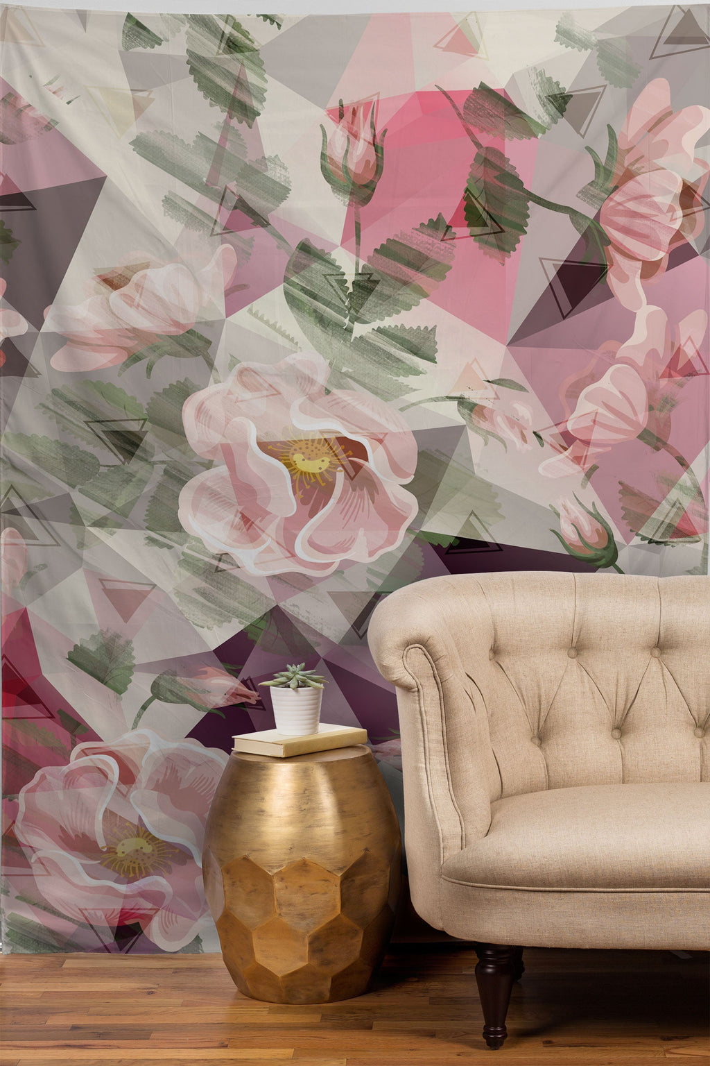 Marta Barragan Camarasa Geometric shapes and flowers Tapestry