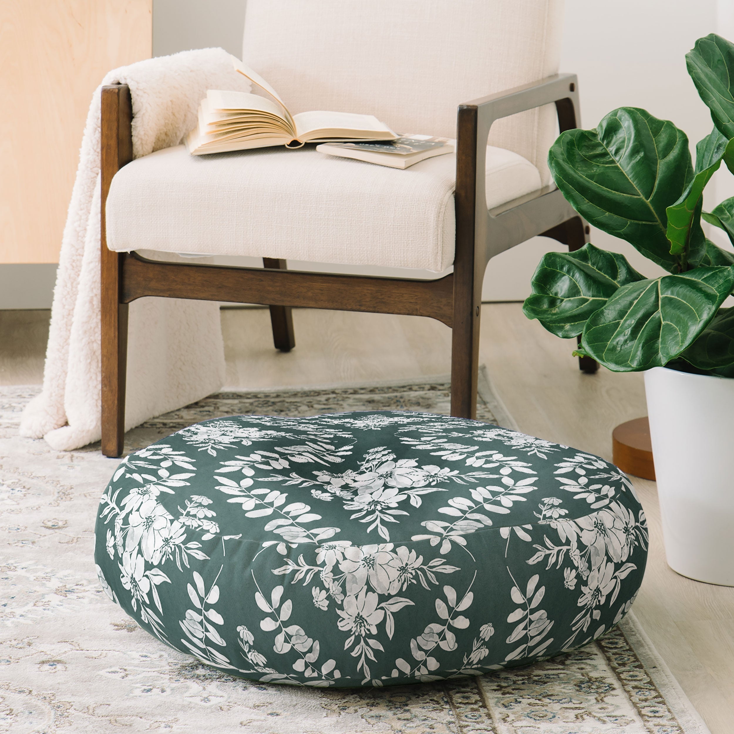 Marta Barragan Camarasa Greenery Delight Floor Pillow Round