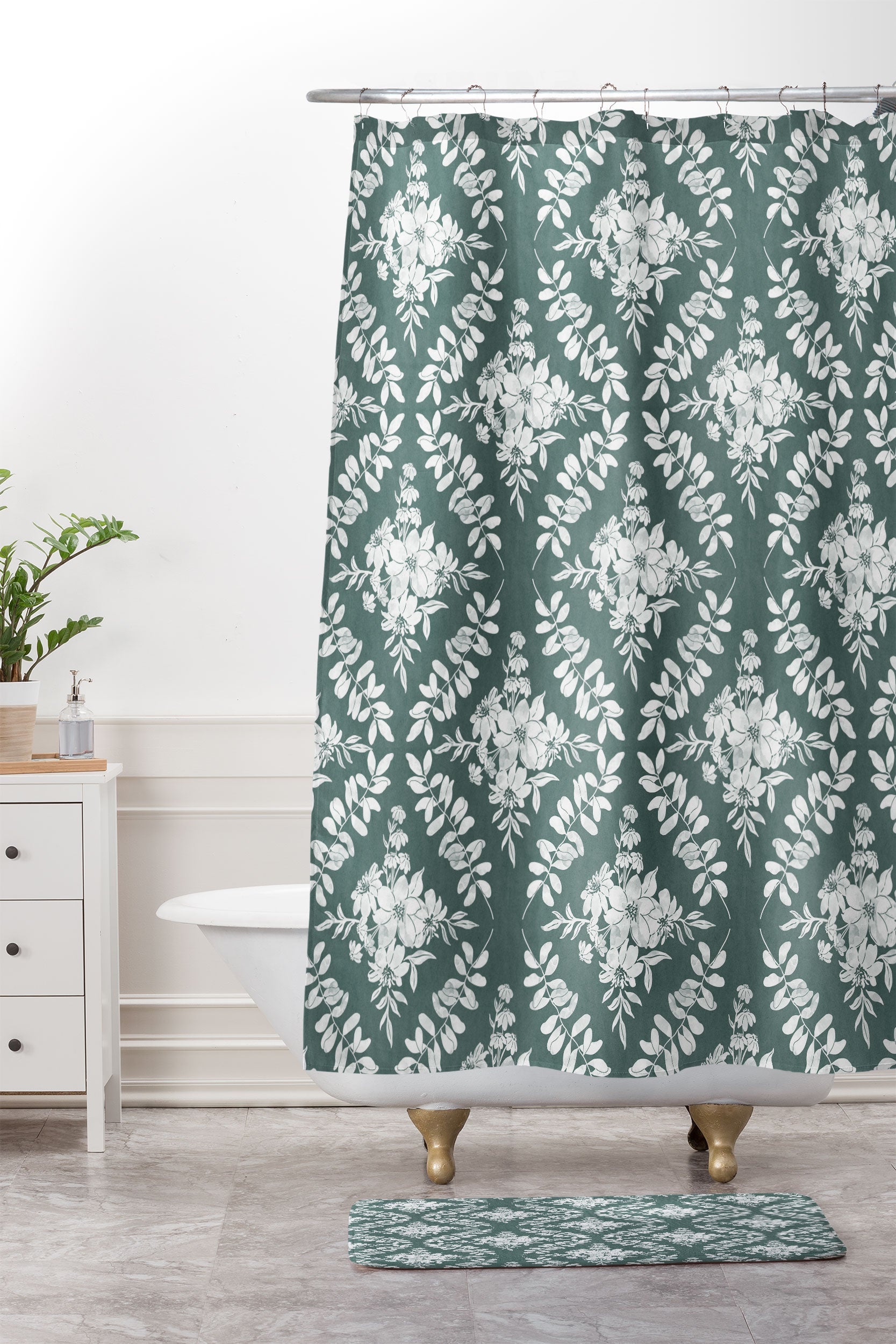 Marta Barragan Camarasa Greenery Delight Shower Curtain And Mat