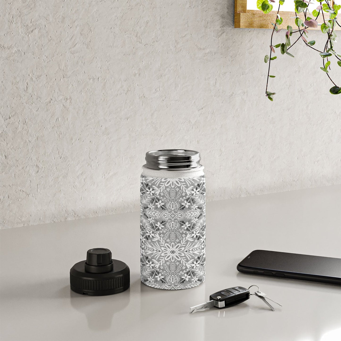 Marta Barragan Camarasa Intricate Floral Symmetry Water Bottle