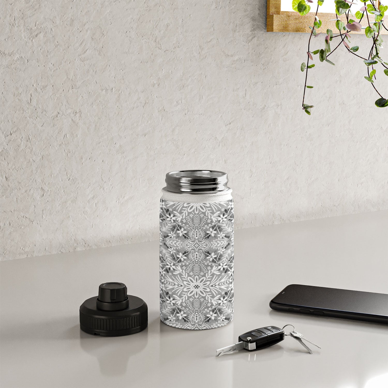 Marta Barragan Camarasa Intricate Floral Symmetry Water Bottle