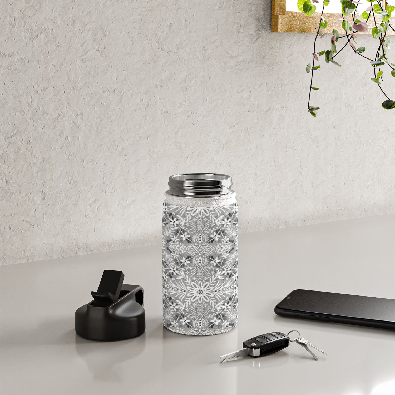 Marta Barragan Camarasa Intricate Floral Symmetry Water Bottle