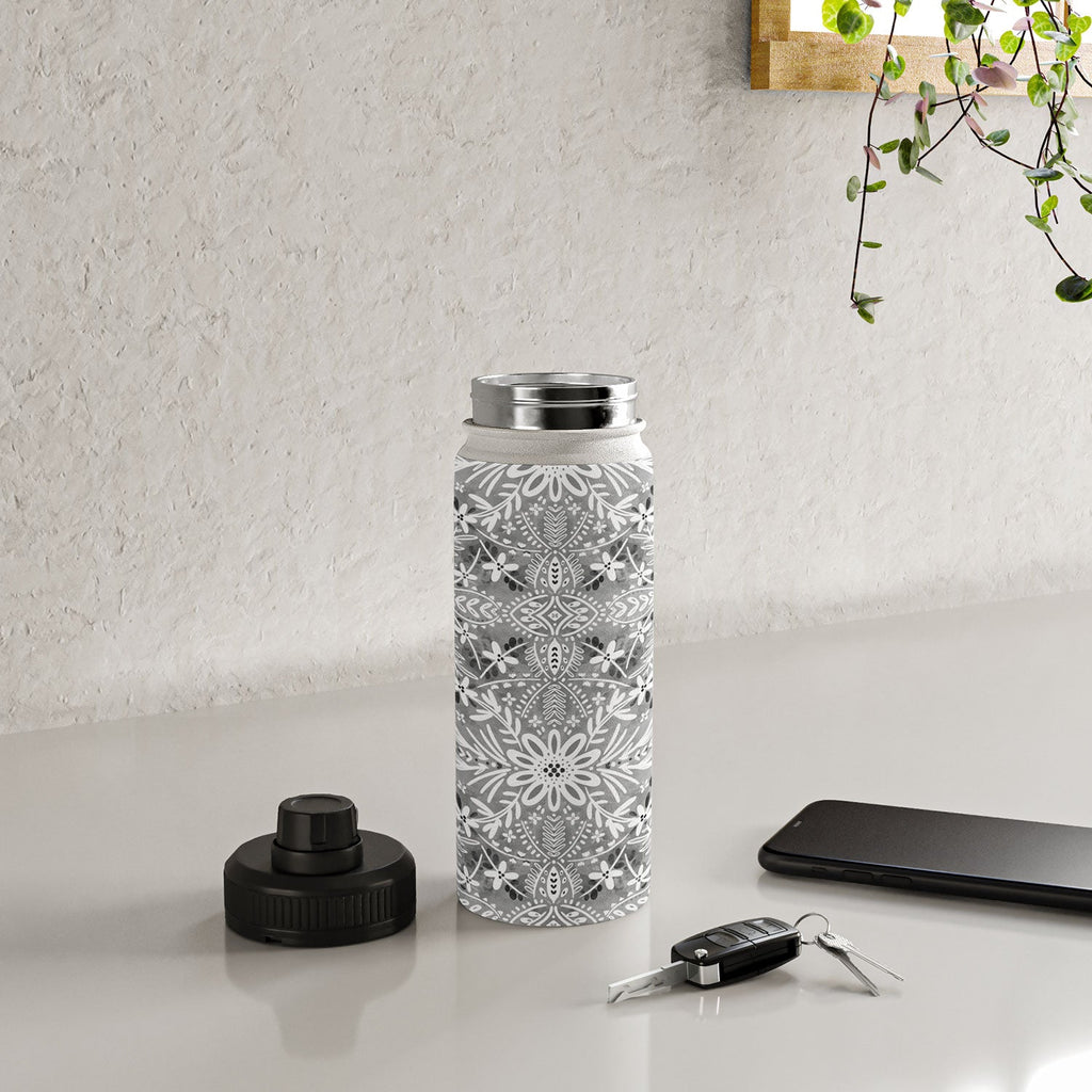 Marta Barragan Camarasa Intricate Floral Symmetry Water Bottle