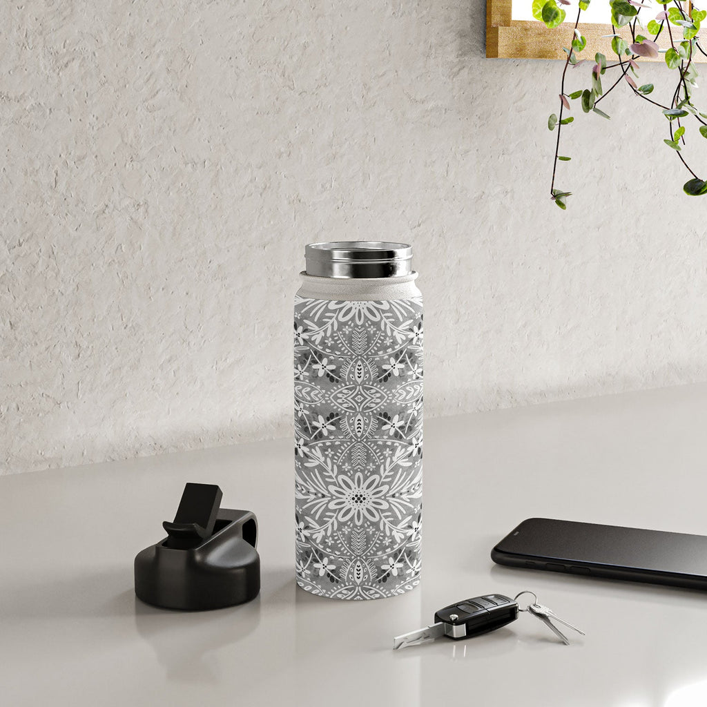 Marta Barragan Camarasa Intricate Floral Symmetry Water Bottle