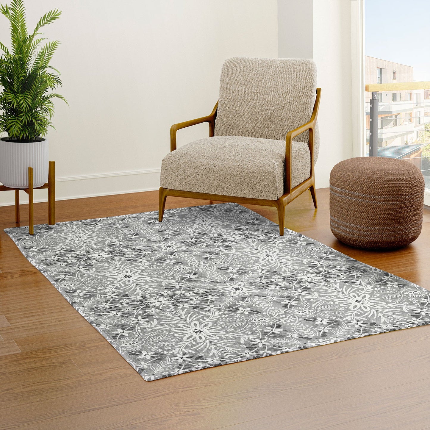 Marta Barragan Camarasa Intricate Floral Symmetry Area Rug