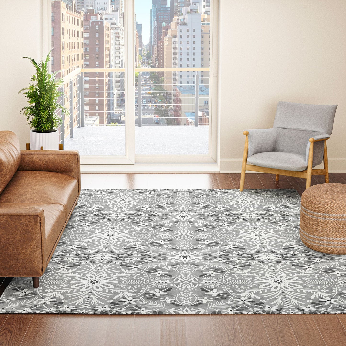 Marta Barragan Camarasa Intricate Floral Symmetry Area Rug