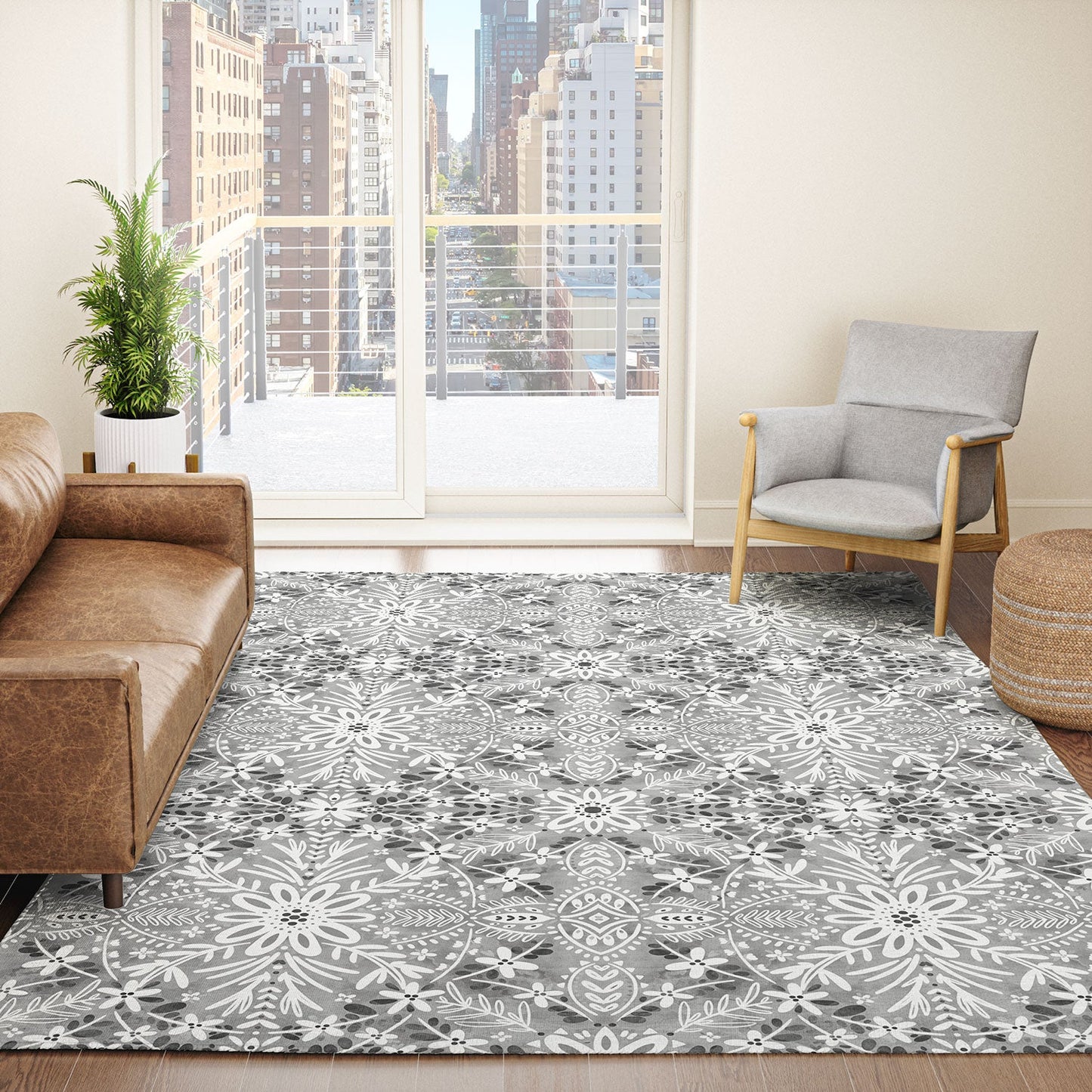 Marta Barragan Camarasa Intricate Floral Symmetry Area Rug