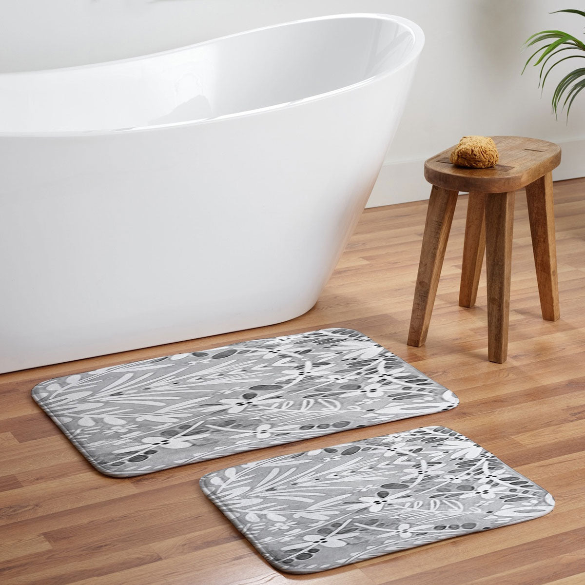 Marta Barragan Camarasa Intricate Floral Symmetry Memory Foam Bath Mat