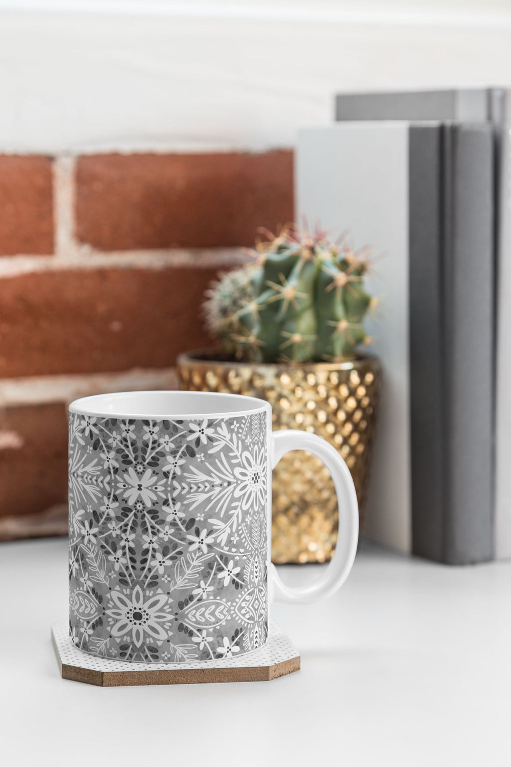 Marta Barragan Camarasa Intricate Floral Symmetry Coffee Mug