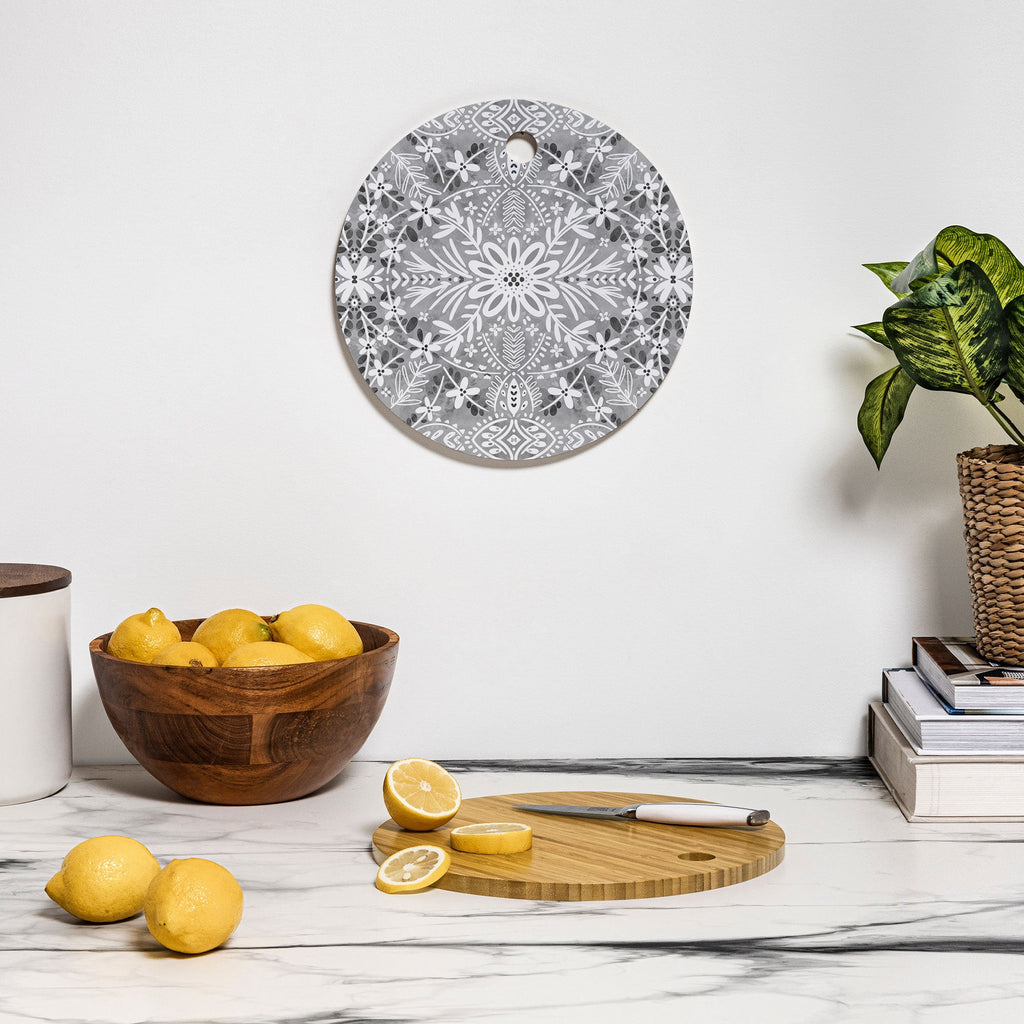 Marta Barragan Camarasa Intricate Floral Symmetry Cutting Board Round