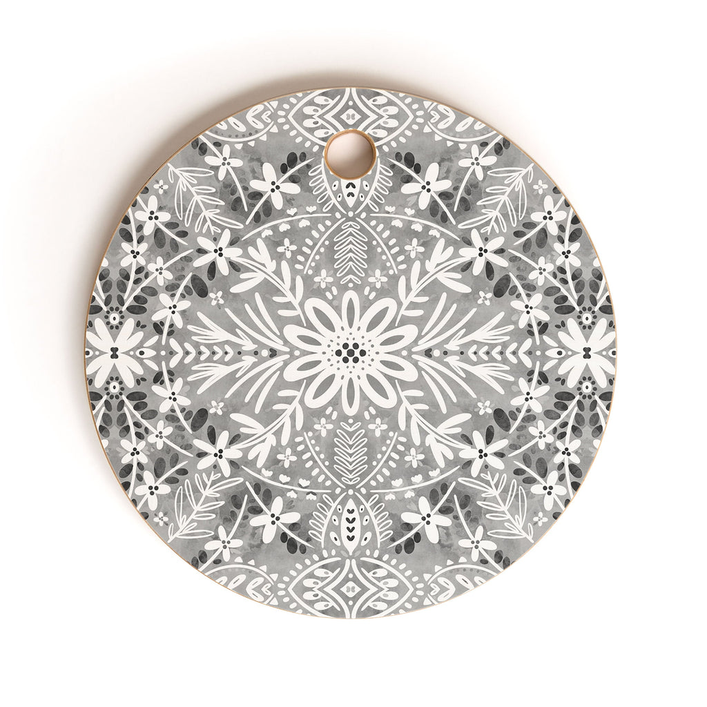 Marta Barragan Camarasa Intricate Floral Symmetry Cutting Board Round