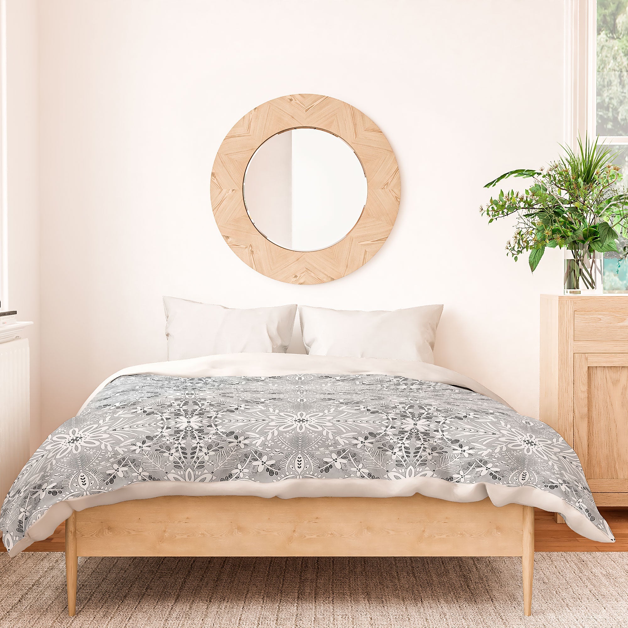 Marta Barragan Camarasa Intricate Floral Symmetry Duvet Cover