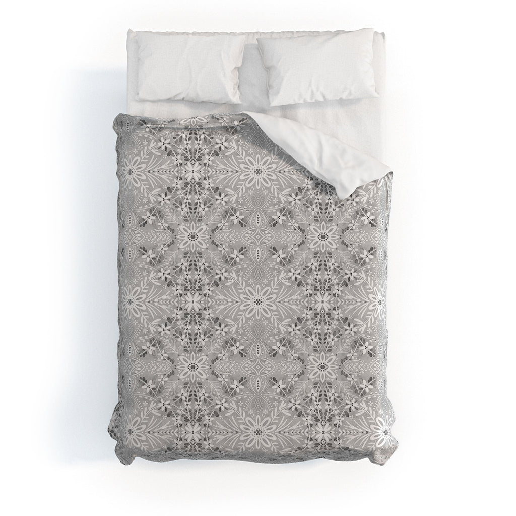Marta Barragan Camarasa Intricate Floral Symmetry Duvet Cover