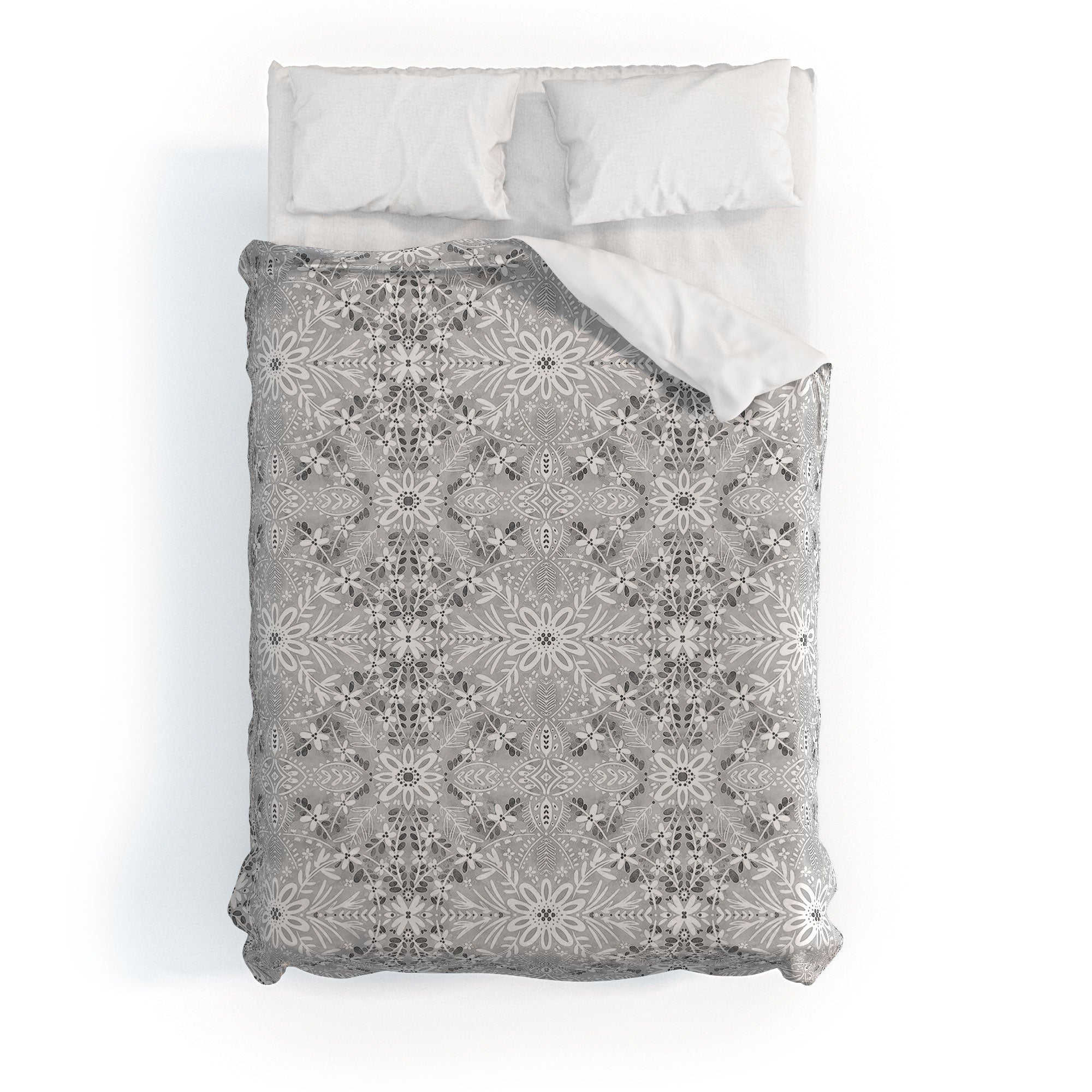Marta Barragan Camarasa Intricate Floral Symmetry Duvet Cover