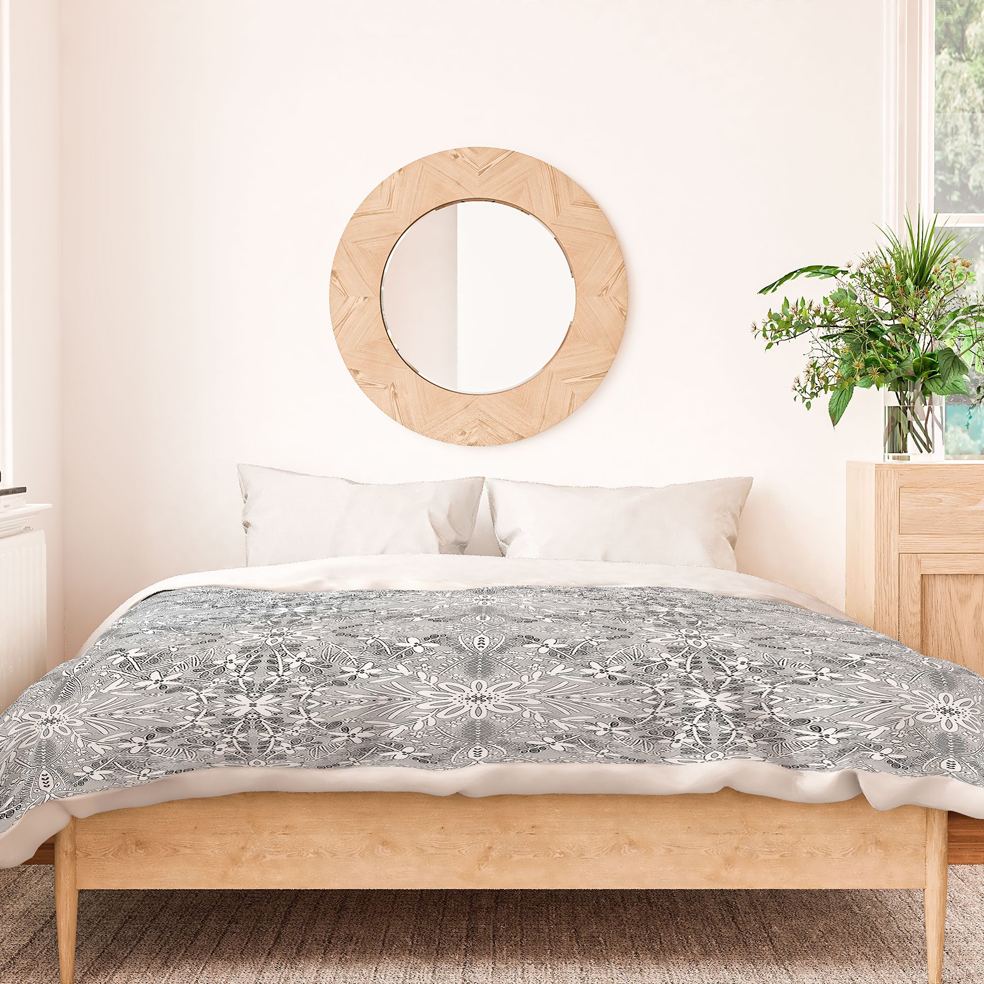 Marta Barragan Camarasa Intricate Floral Symmetry Duvet Cover