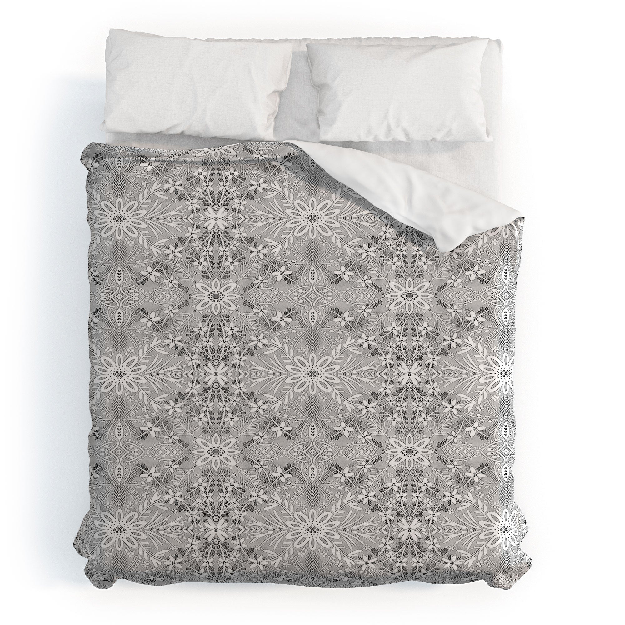 Marta Barragan Camarasa Intricate Floral Symmetry Duvet Cover