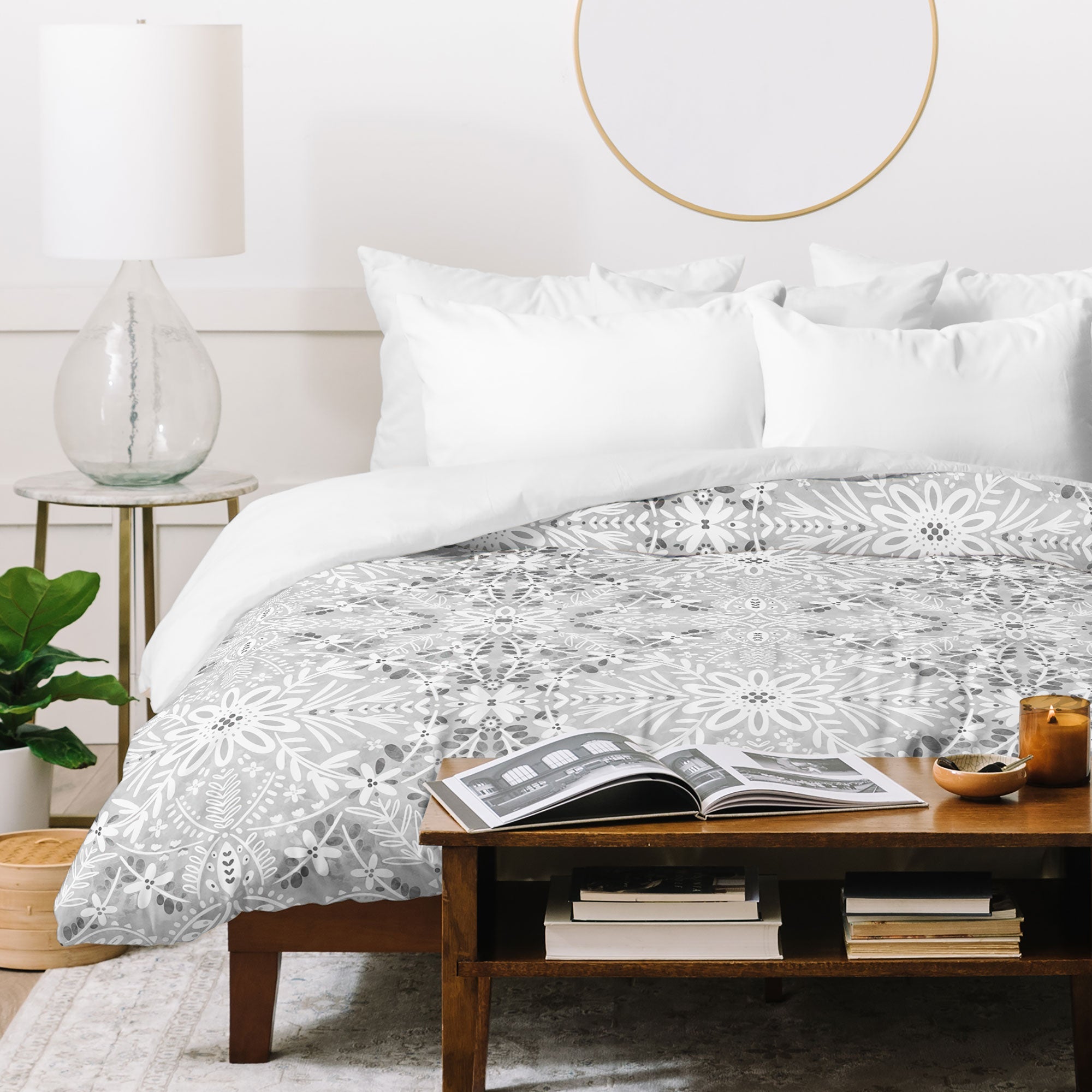 Marta Barragan Camarasa Intricate Floral Symmetry Duvet Cover
