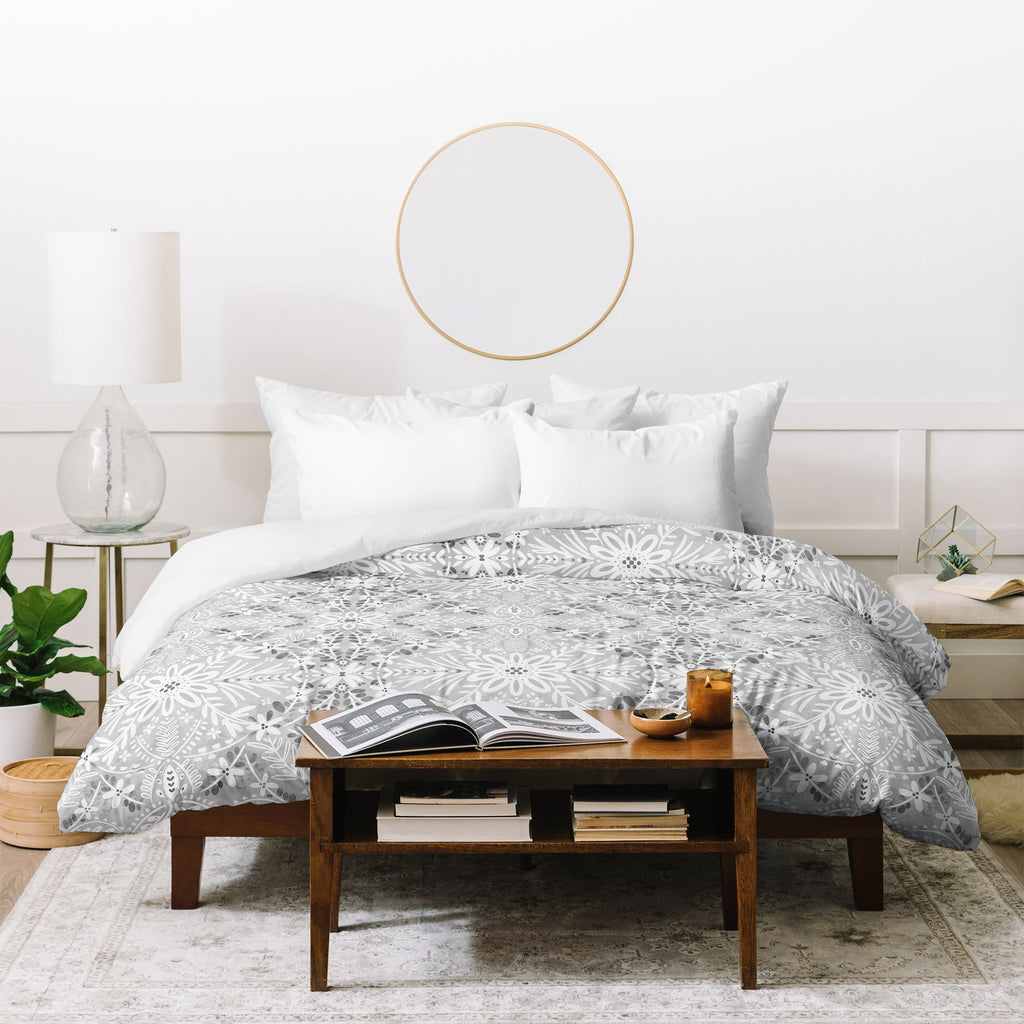 Marta Barragan Camarasa Intricate Floral Symmetry Duvet Cover
