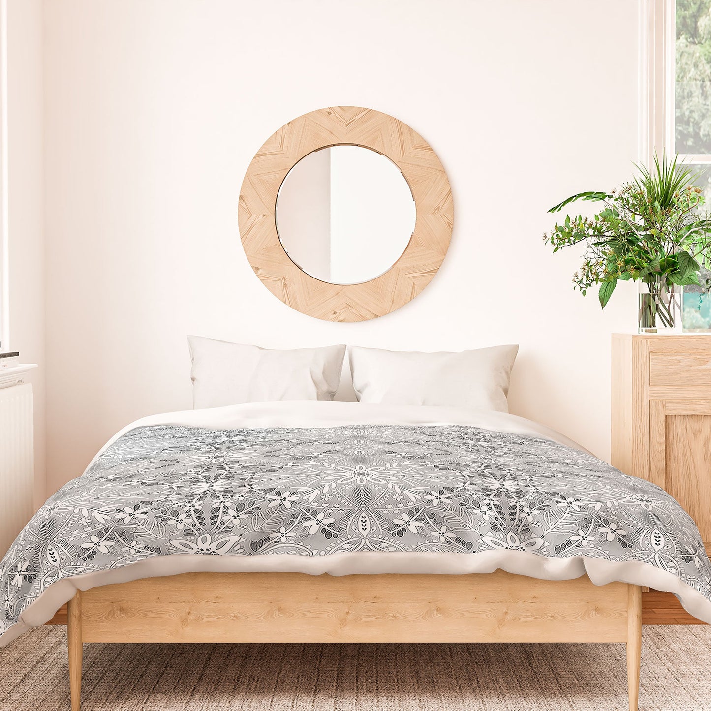 Marta Barragan Camarasa Intricate Floral Symmetry Duvet Cover